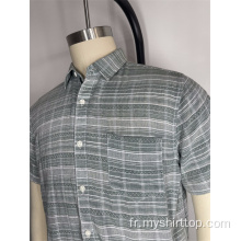 Chemise à manches courtes à rayures 100% coton